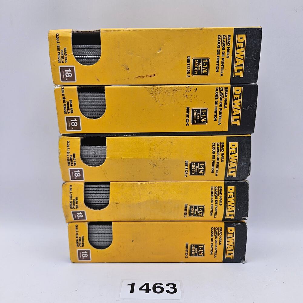 LOT OF 5 PACKS - DEWALT DBN18125-2 18GA 1-1/4IN BRAD NAIL